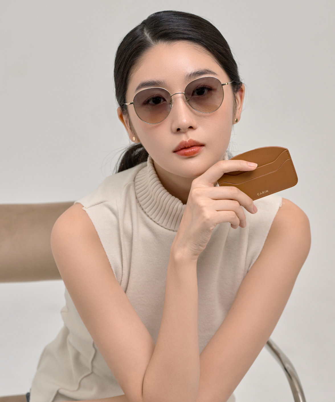 Cindy - Carin Round Titanium Sunglasses | Korean Eyewear | Jei & Co. Optics