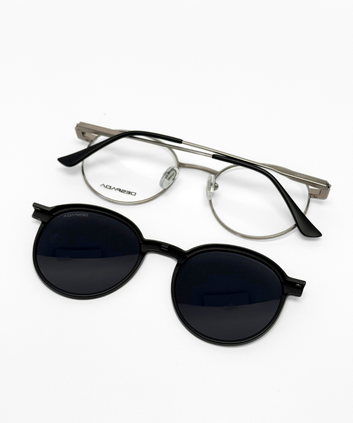 DS5239 - Despada Metal Polarized Round Clip-On Sunglasses