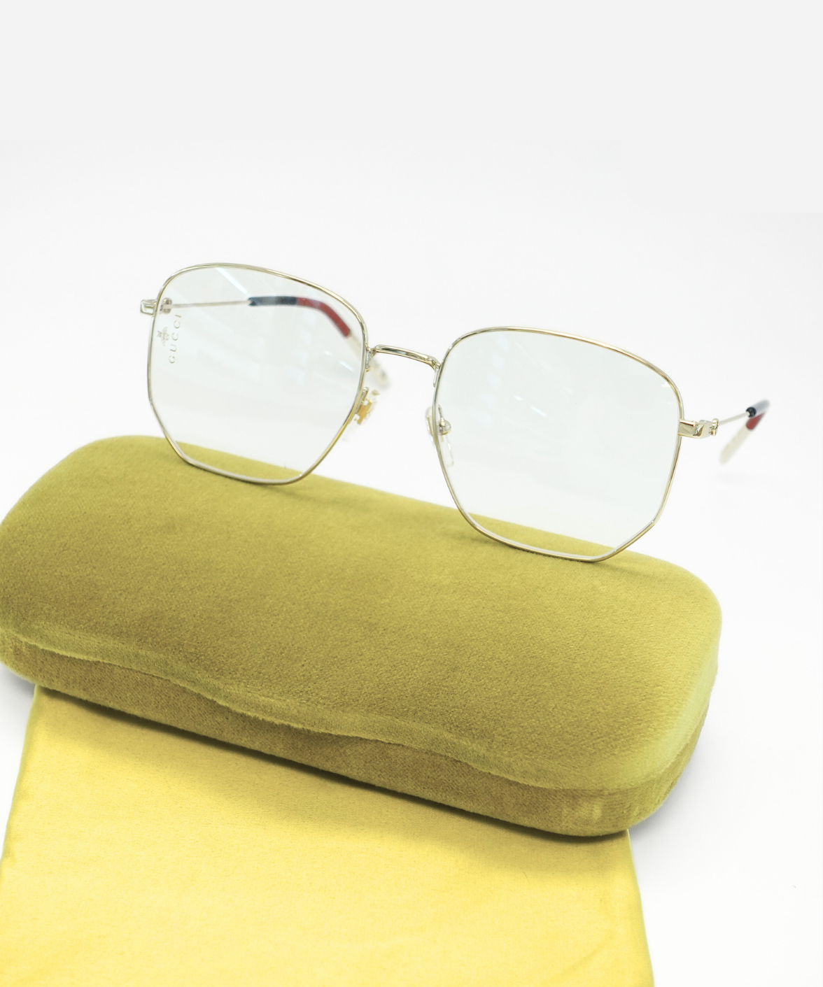Gucci GG0396O Optics Eyeglasses Silver/Black/Gold | Jei & Co. Optics