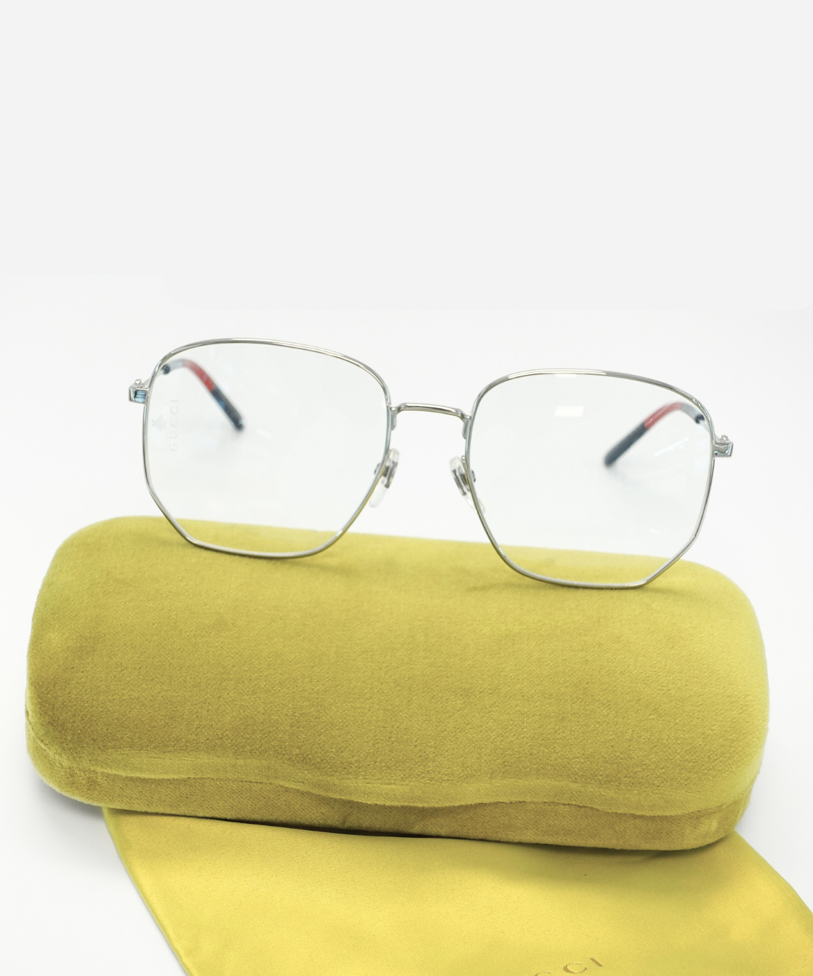 Gucci GG0396O Optics Eyeglasses Silver/Black/Gold | Jei & Co. Optics