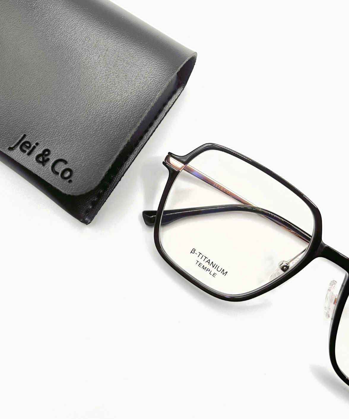 Basil - Feather Light Titanium Square Eyeglasses | Jei & Co.