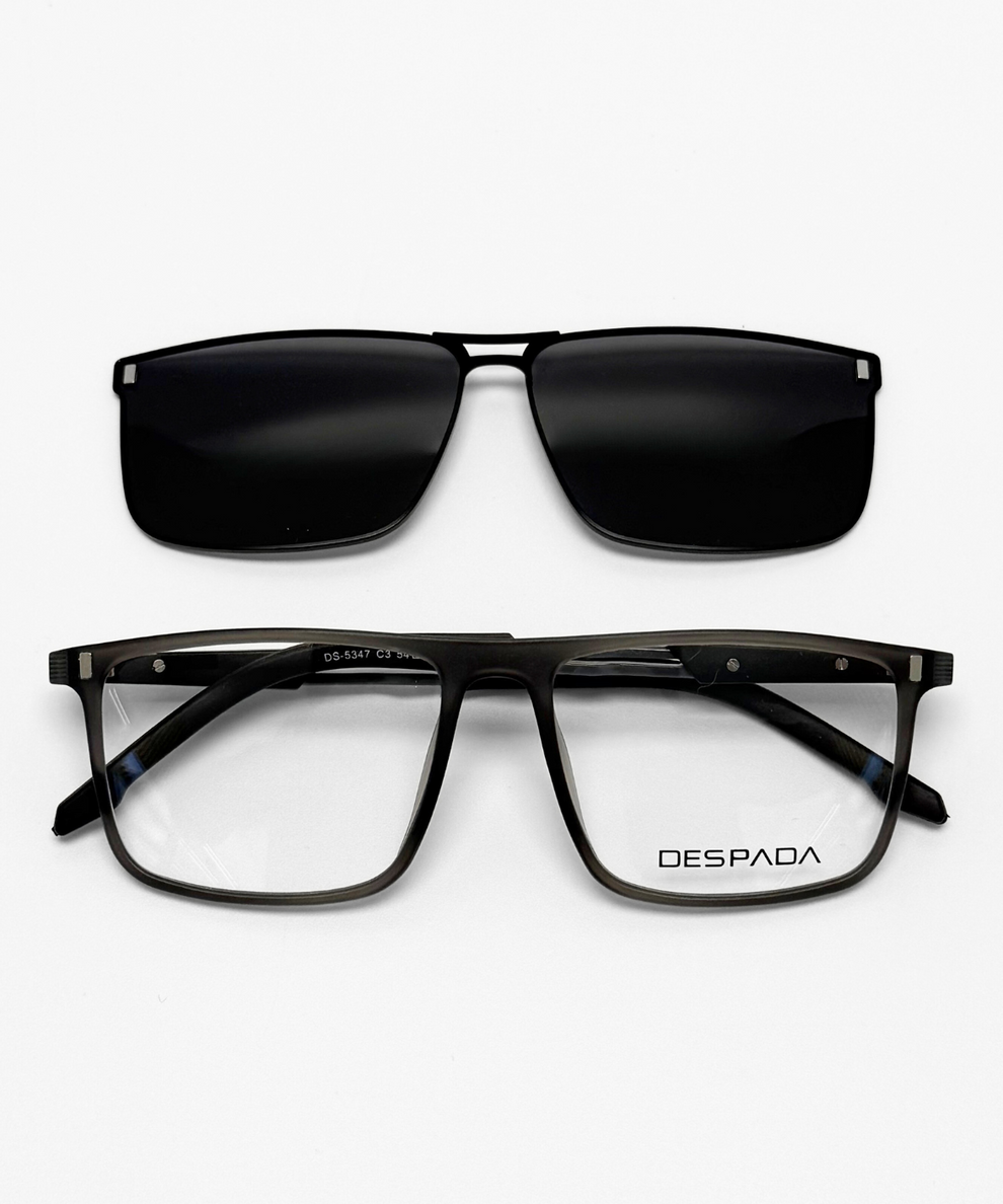 DS5347 Despada Men's Eyeglasses with Polarized Clip-On Sunglasses – Jei ...